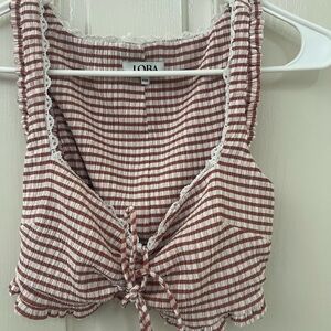 Red and White Striped Women's Top
